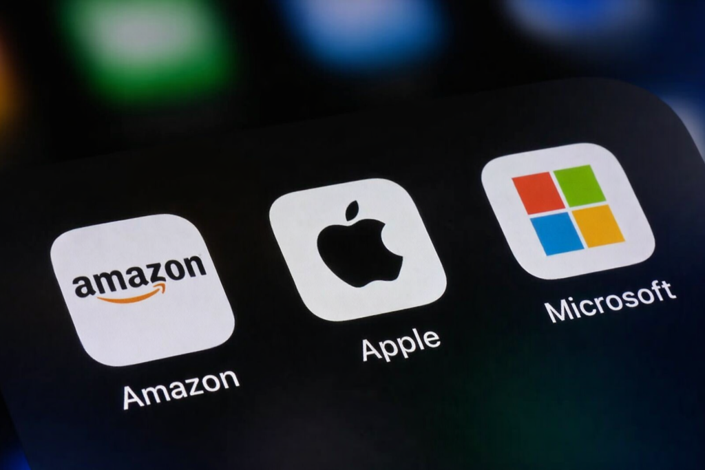 Apple, Amazon, and Microsoft apps representing customer journey and technology-driven business processes
