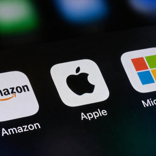Apple, Amazon, and Microsoft apps representing customer journey and technology-driven business processes