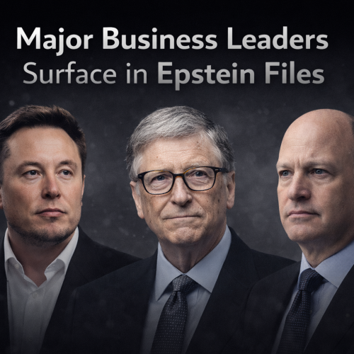 Major business leaders referenced in newly released Jeffrey Epstein files, including prominent figures from the tech and finance sectors.